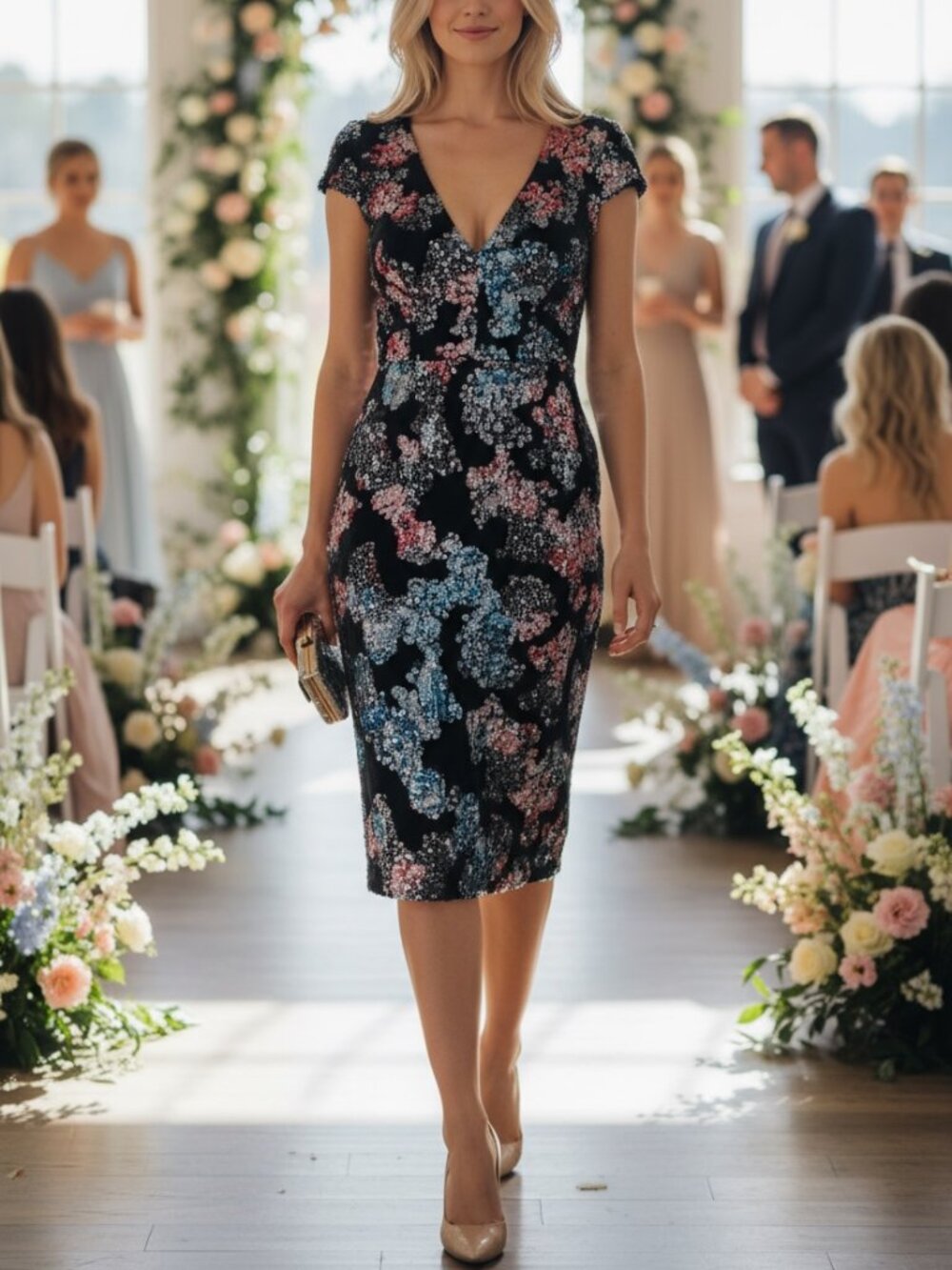 NWT DRESS THE POPULATION DRESS COCKTAIL PARTY WEDDING GUEST SEQUINS VELVET